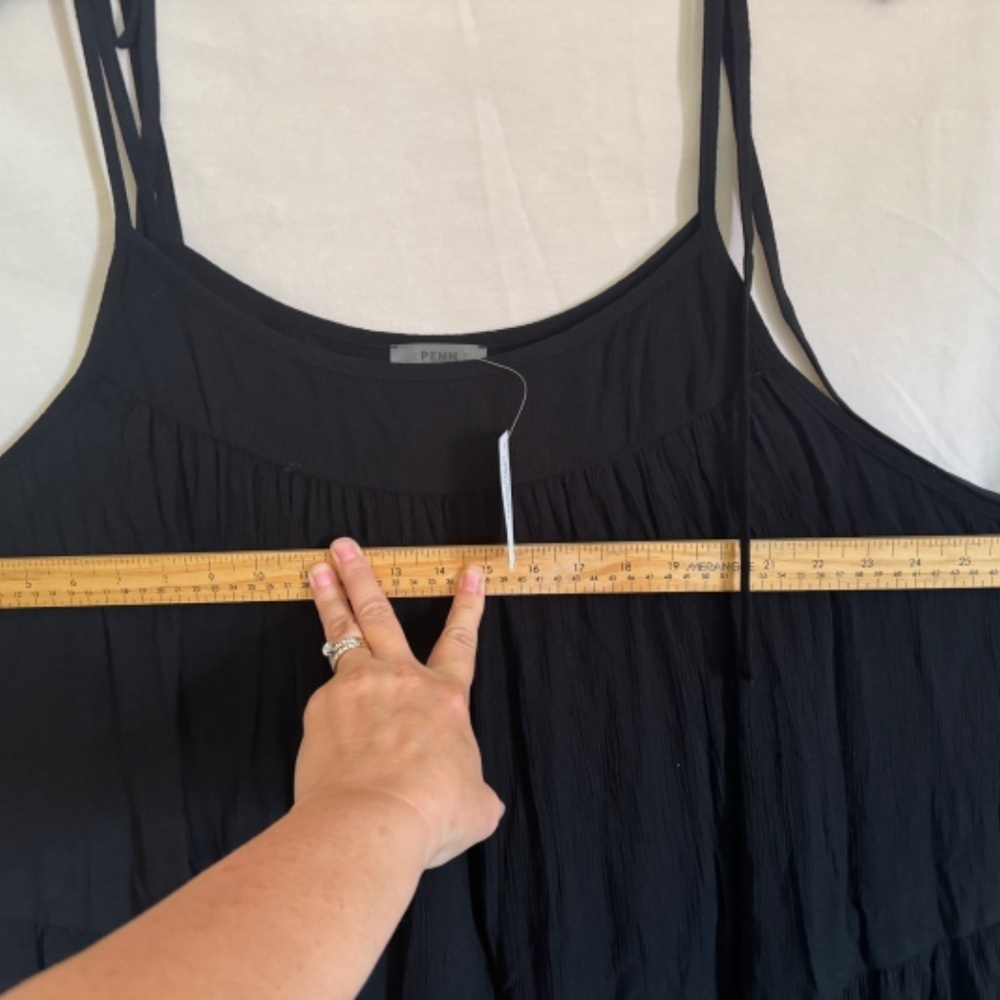 PENN Penningtons Womens Black Sundress Midi Spaghetti Strap Crepe Size 5X - Picture 6 of 9